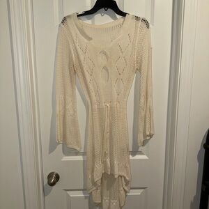 Chic Cream Long Sleeve Knit Dress